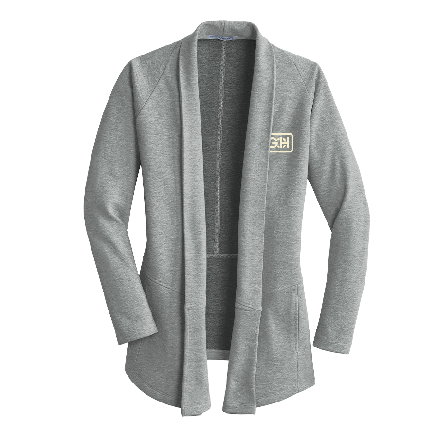 Medium Heather Grey/Charcoal Heather Port Authority Women's Interlock Cardigan