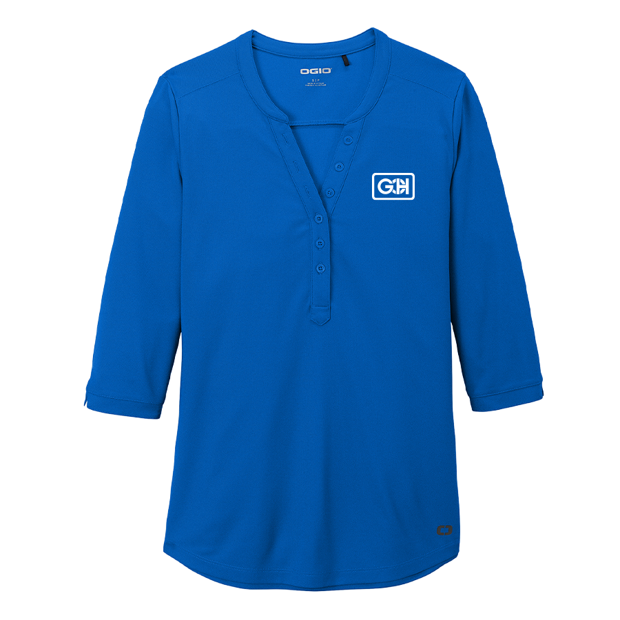 Electric Blue Henley 3/4 Sleeve Shirt