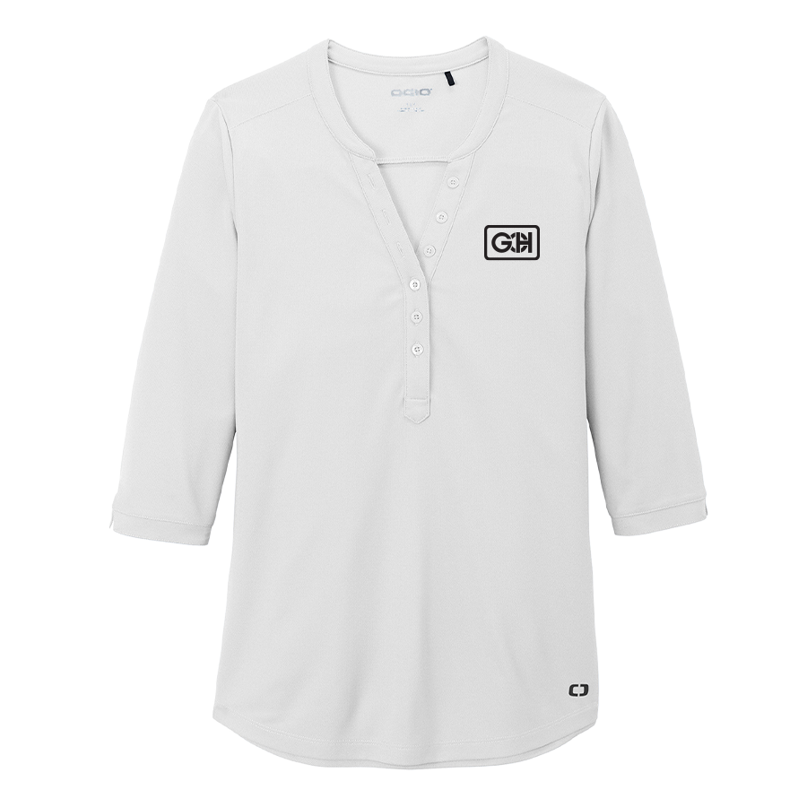 White Henley 3/4 Sleeve Shirt