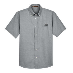 Oxford Grey Harriton Men's Short-Sleeve Oxford with Stain-Release - Image 1