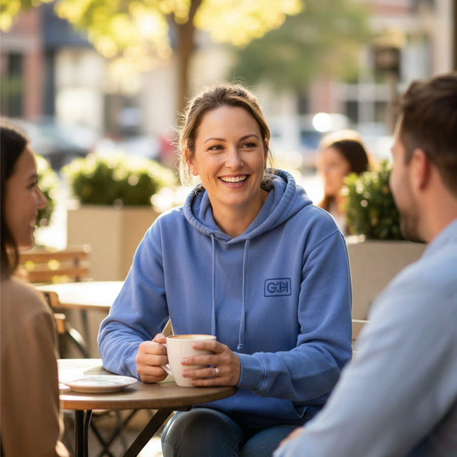 Comfort Colors Flo Blue Unisex Garment-Dyed Hooded Sweatshirt