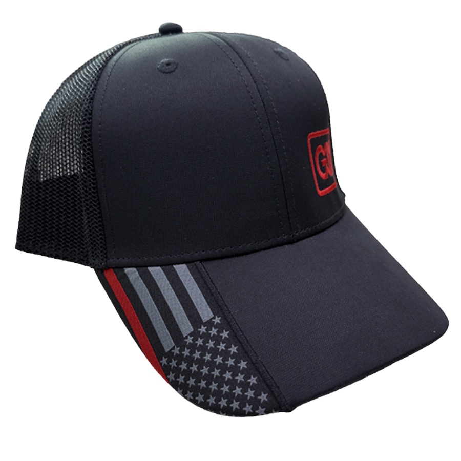 Black Outdoor Cap with American Flag Bill